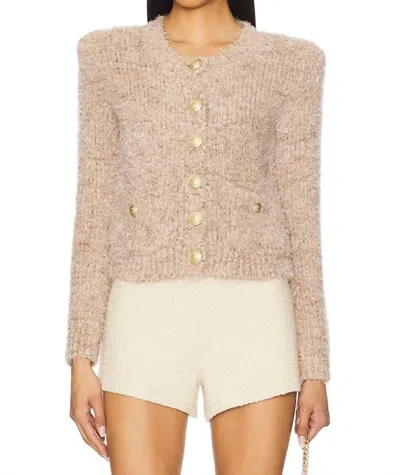 L Agence Una Knit Cardigan In Dusty Pink In Brown