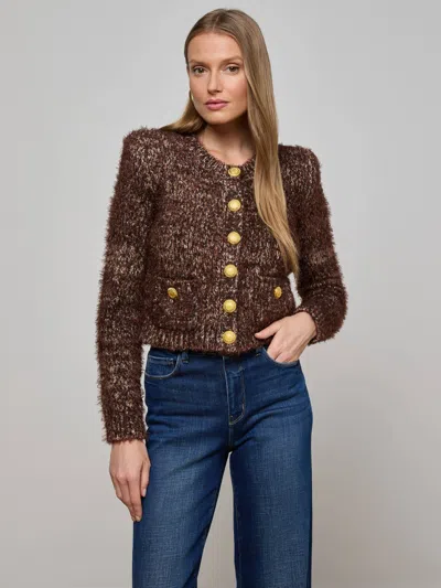 L Agence Una Knit Cardigan In Brown