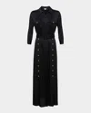 L Agence Uriah Belted Buttoned Shirt Dress In Black