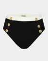 L Agence Vanessa Colorblock Chic High-waist Bikini Bottoms In Black