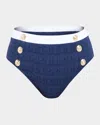 L Agence Vanessa Colorblock Chic High-waist Bikini Bottoms In Marine