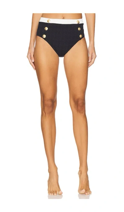 L Agence Vanessa Colorblock Chic High Waisted Bikini Bottom In Black