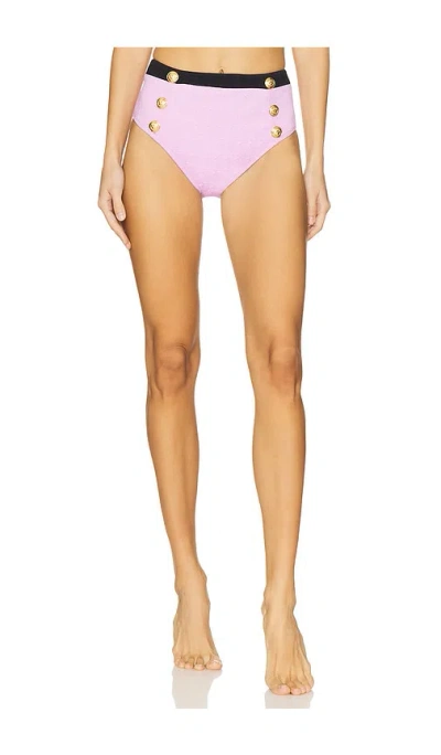 L Agence Vanessa Colorblock Chic High Waisted Bikini Bottom In Light Violet
