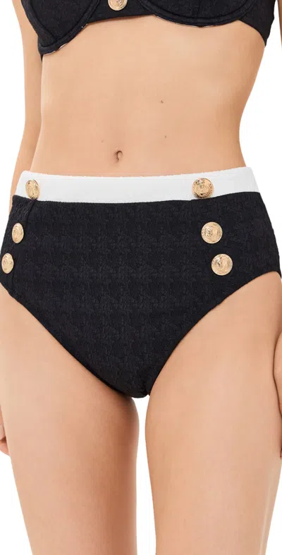 L AGENCE VANESSA COLORBLOCK CHIC HIGH WAISTED BIKINI BOTTOMS BLACK