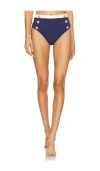 L Agence Vanessa Colorblock Chic High-waist Bikini Bottoms In Color Block Chic Marine