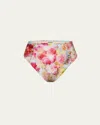 L Agence Vanessa Soft Cloud Floral High-waist Bikini Bottoms In Multi