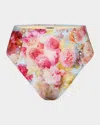 L Agence Vanessa Soft Cloud Floral High-waist Bikini Bottoms In Multi