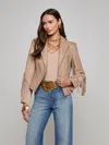 L'agence Vashti Fringed Leather Blazer In Neutral