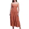 L Agence L'agence Veda Linen-blend Tiered Midi Dress In Red