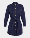 L'agence Velma Belted Shirt Mini Dress In Navy In Blue