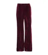 L'agence Velvet Livvy Straight Trousers In Burgundy