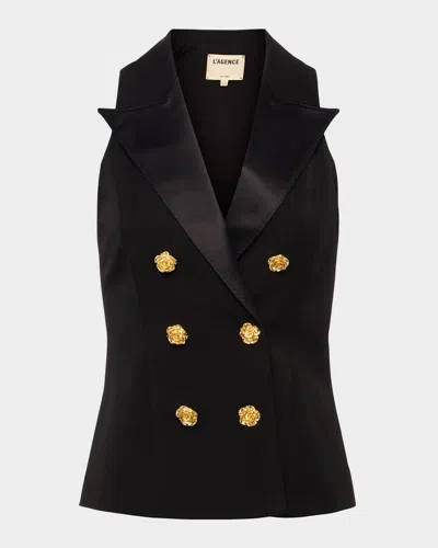 L Agence Vesper Tuxedo Vest In Black