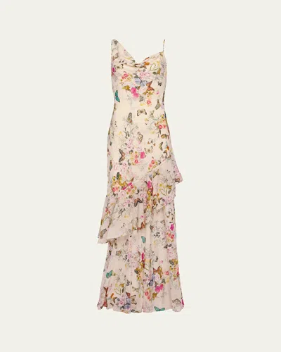 L AGENCE VIOLA ASYMMETRIC COWL-NECK GOWN