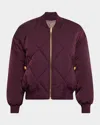 L Agence Violeta Reversible Quilted Puffer Bomber Jacket In Purple