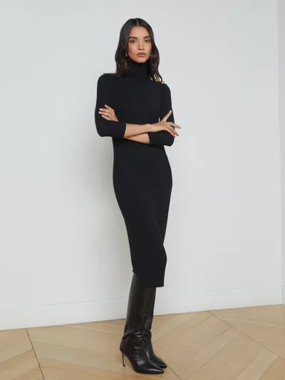 L Agence Violetta Turtleneck Knit Dress In Black