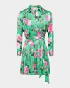 L'agence Virlen Tiered Shirt Dress In Green Multi Santa Fe Rose