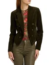 L Agence Wayne Crop Jacket In Pine In Silver