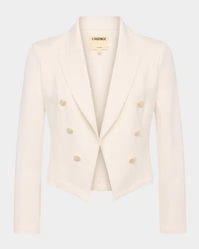 L Agence Wayne Cropped Jacket In Ivory