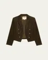 L Agence Wayne Cropped Velvet Jacket In Pine