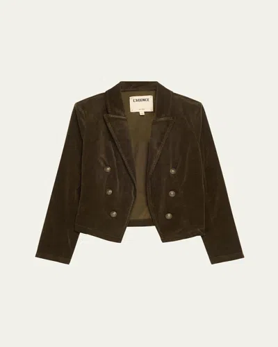 L Agence Wayne Cropped Velvet Jacket In Pine