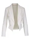L'agence Wayne Double-breasted Cropped Blazer In 白色
