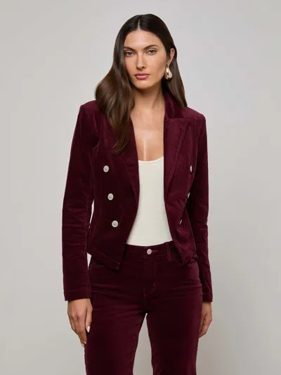L Agence Wayne Velvet Blazer In Burgundy