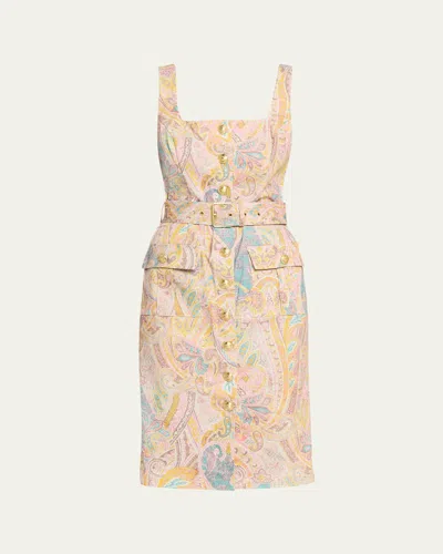 L Agence Western Paisley Idy Button-front Tank Dres