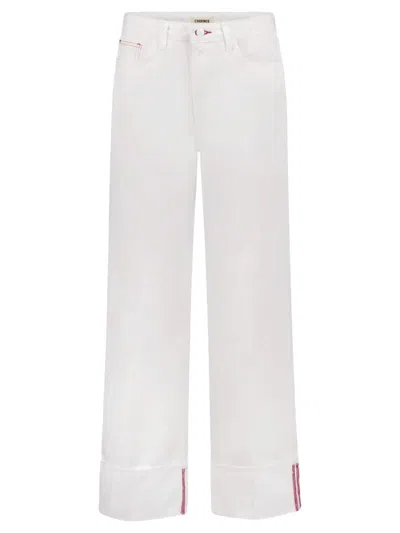 L Agence White Cotton Denim Jeans With Belt Loops