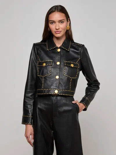 L Agence Winsome Studded Leather Jacket In Black