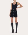 L Agence Kris Button Front Mini Skirt Noir In Black
