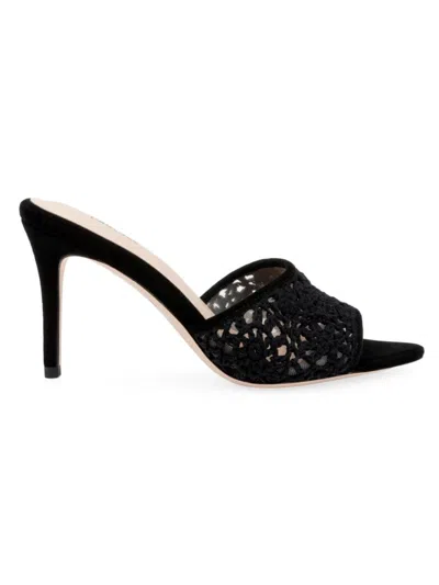L Agence Women's Armande 85mm Suede Crochet Mules In Black