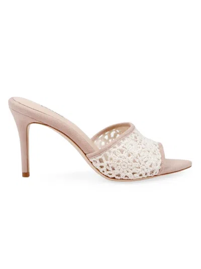 L Agence Women's Armande 85mm Suede Crochet Mules In Sand
