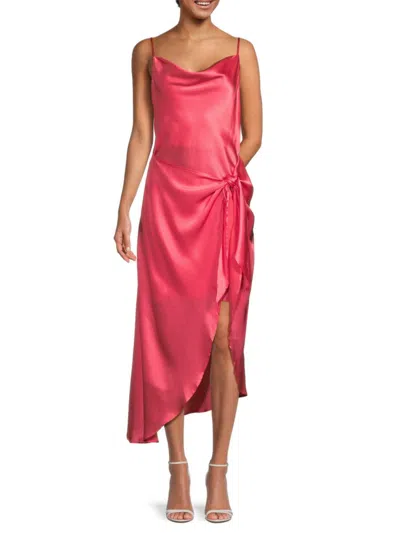 L Agence Women's Asymmetric Silk Maxi Sarong Dress In Coral Rose