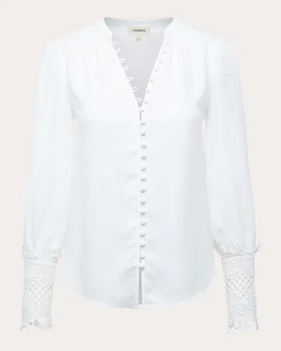 L Agence Ava Lace Cuff Blouse In White