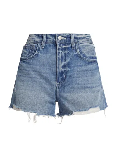 L'agence Beck High Waist Cutoff Denim Shorts In Santee Destruct