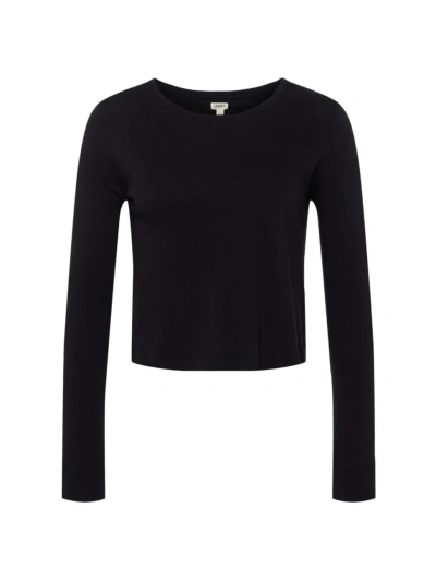 L Agence Women's Benny Long-sleeve Cropped T-shirt In Black