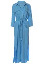 L'agence Women's Cameron Linen Blend Shirt Midi Dress, Blue Mist In Blue