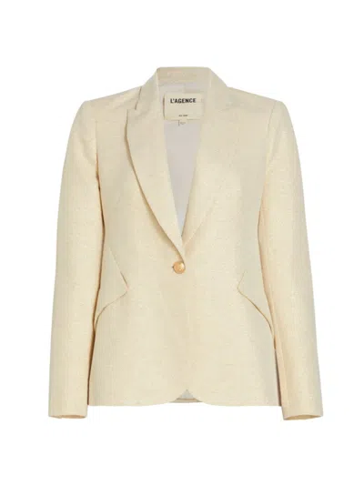 L Agence Women's Chamberlain Linen-cotton Blazer In Ecru Gold