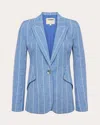 L Agence Chamberlain Pinstripe Single-breasted Blazer In Blue