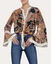 L Agence Charlize Bell Sleeve Blouse In Tonal Tan Paisley In Tonal Tan Paisley Medallion