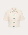 L Agence Chita Crop Jacket In Ivory