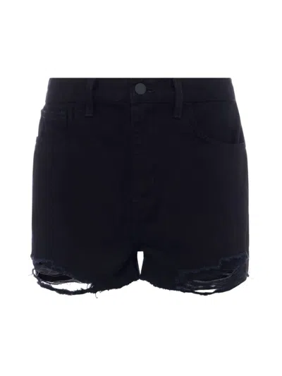 L'agence Women's Clark High-rise Distressed Denim Shorts In Noir Destruct