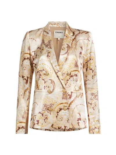 L Agence Women's Colin Double-breasted Blazer In Ivory Multi Boute Paisley