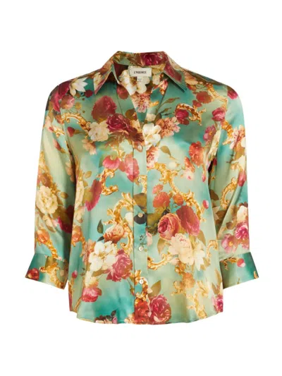 L Agence Women's Dani Floral Silk Button-front Blouse In Small Multi Rococo