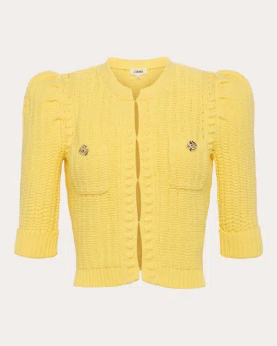 L'agence Delilah Crop Textured Cardigan Pale Yellow