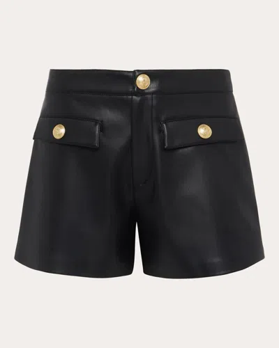 L'agence Dionne Faux Leather High Waisted Shorts In Black