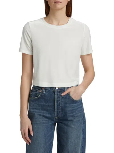 L Agence Women's Donna Velvet Crop T-shirt In White