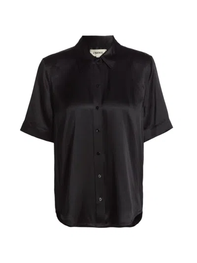 L Agence L'agence Elah Short Sleeve Silk Shirt In Black
