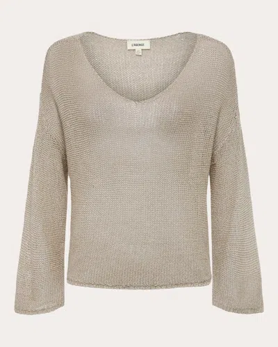 L Agence Women's Ethan Asymmetric Sheer Knit Sweater In Neutral