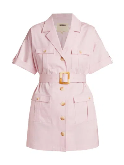L Agence Women's Everest Safari Stretch-cotton Belted Shirtdress In Lilac Snow